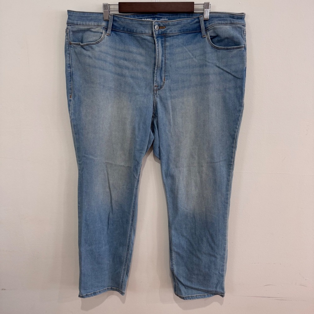 Old Navy High Rise‎ Straight Leg Light Wash Denim Jeans Women's Size 22